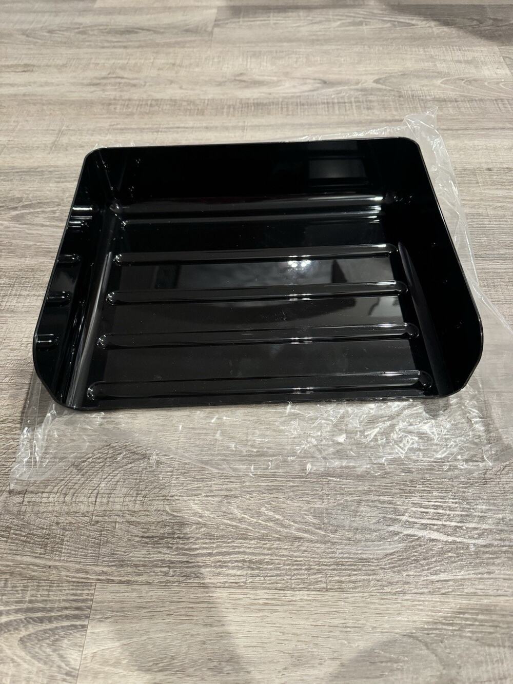 Black Plastic Tray Ribbed Rectangular Utility Organizer Tray New